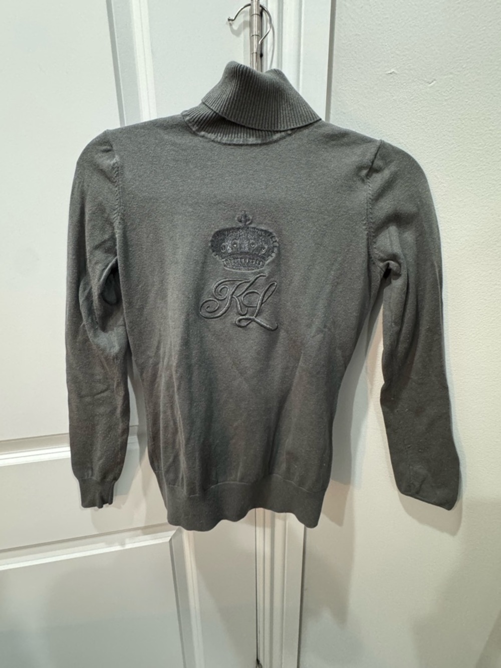 Kingsland Turtleneck Sweater with Crown & KL Embroidery - Gray